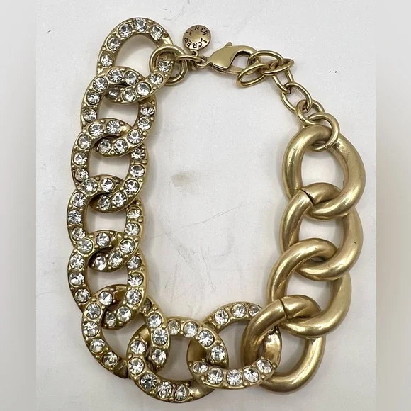 J. Crew Gold and Rhinestone Accented Link Bracelet - Picture 3 of 4